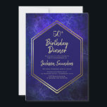 Invitation Marine Blue and Gold 50th Birthday Dinner Party<br><div class="desc">Une invitation à dîner moderne marine bleu et or 50ème anniversaire.</div>