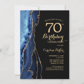 Invitation Marine Blue And Gold Agate 70e anniversaire (Devant)