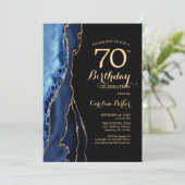 Invitation Marine Blue And Gold Agate 70e anniversaire (Debout devant)