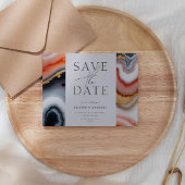 Invitation Marine Blue and Orange Agate Enregistrer la date