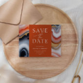 Invitation Marine Blue and Orange Agate Enregistrer la date