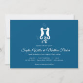 Invitation Marine Blue Beach Coral et Mariage de Seahorse (Devant)