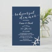 Invitation Marine Blue Beach Mariage Starfish Rehearsal Dîner (Debout devant)
