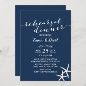Invitation Marine Blue Beach Mariage Starfish Rehearsal Dîner (Devant / Derrière)