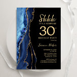 Invitation Marine Blue Black Gold Agate Surprise 30e annivers<br><div class="desc">L'agate bleu marine,  noir et or surprise 30e anniversaire invitation fête. Elégant design moderne avec aquarelle bleu royal agate marbre arrière - plan,  fausse parties scintillant or et typographie script police. Carte invitation branchée parfaite pour une célébration anniversaire féminine élégante. Invitations Zazzle imprimées ou téléchargement instantané modèle imprimable numérique.</div>