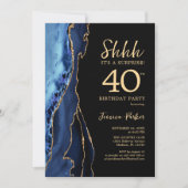 Invitation Marine Blue Black Gold Agate Surprise 40e annivers (Devant)