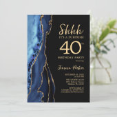 Invitation Marine Blue Black Gold Agate Surprise 40e annivers (Debout devant)