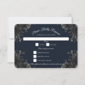 Invitation Marine Blue Black Grey Gothique Mariage RSVP Répon (Devant)