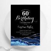 Invitation Marine Blue Black Silver Agate 60e anniversaire