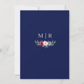 Invitation Marine Blue Blush & Burgundy Peony Floral Mariage (Dos)