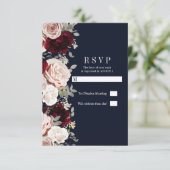 Invitation Marine Blue Blush Rose Bourgogne Floral Wedding RS (Debout devant)