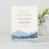 Invitation Marine Blue Boho Watercolor Mountain Photo Mariage (Debout devant)