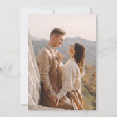 Invitation Marine Blue Boho Watercolor Mountain Photo Mariage (Dos)