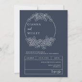 Invitation Marine Blue Botanical Line Art Boho QR Code Photo (Devant)