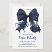 Invitation Marine Blue Bow avec Gold Parties scintillant Grad (Devant)