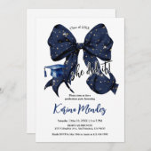 Invitation Marine Blue Bow avec Gold Parties scintillant Grad (Devant / Derrière)