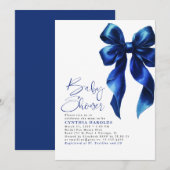 Invitation Marine Blue Bow Moderne Cute Baby Boy Baby shower (Devant / Derrière)