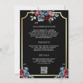 Invitation Marine Blue Burgundy Floral Ampersand Black Mariag (Dos)