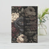 Invitation Marine Blue & Burgundy Moody Floral (Debout devant)