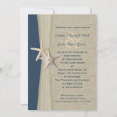 Invitation Marine Blue Burlap et Starfish Beach Wedding (Dos)