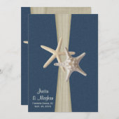 Invitation Marine Blue Burlap et Starfish Beach Wedding (Devant / Derrière)