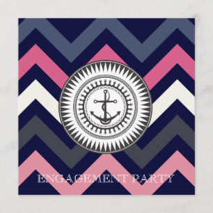 Invitation marine Blue Chevron Ancre nautique