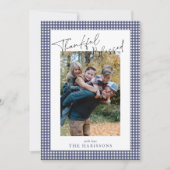 Invitation Marine Blue En vichy Merci et béni Thanksgiving (Devant)