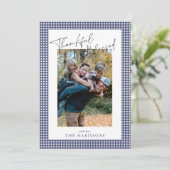 Invitation Marine Blue En vichy Merci et béni Thanksgiving (Debout devant)