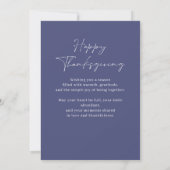 Invitation Marine Blue En vichy Merci et béni Thanksgiving (Dos)
