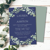 Invitation Marine Blue Eucalyptus Mariage de verdure