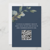 Invitation Marine Blue Fête des mariées QR Code Eucalyptus (Dos)