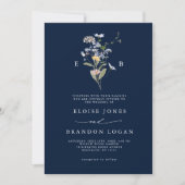 Invitation Marine Blue Fleur sauvage Meadow Garden Mariage (Devant)