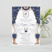 Invitation Marine Blue Floral Ouest Charro Quinceañera (Debout devant)