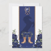 Invitation Marine Blue Floral Ouest Charro Quinceañera (Dos)