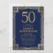 Invitation Marine Blue Gold 50e anniversaire Photo (Devant)
