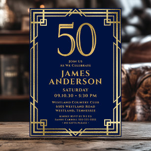 Invitation Marine Blue Gold 50e anniversaire Photo