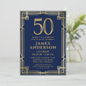 Invitation Marine Blue Gold 50e anniversaire Photo Surprise P (Debout devant)