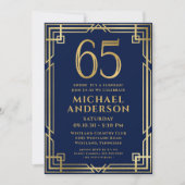 Invitation Marine Blue Gold 65e anniversaire Photo Surprise P (Devant)