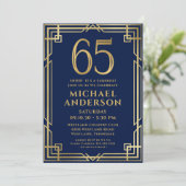 Invitation Marine Blue Gold 65e anniversaire Photo Surprise P (Debout devant)
