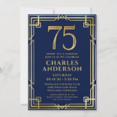 Invitation Marine Blue Gold 75e anniversaire Photo Surprise P (Devant)