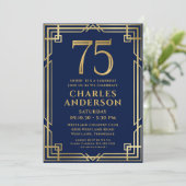 Invitation Marine Blue Gold 75e anniversaire Photo Surprise P (Debout devant)
