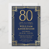 Invitation Marine Blue Gold 80e anniversaire Photo Surprise P (Devant)
