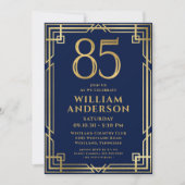 Invitation Marine Blue Gold 85th Birthday Photo (Devant)