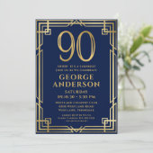 Invitation Marine Blue Gold 90e anniversaire Photo Surprise P (Debout devant)