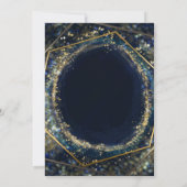 Invitation Marine Blue Gold Abstrait Lights Mariage géométriq (Dos)
