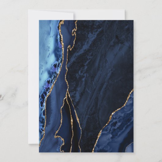 Invitation Marine Blue Gold Agate 50e anniversaire (Dos)