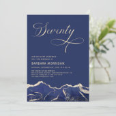 Invitation Marine Blue Gold Agate 70e Soixante-dix anniversai (Debout devant)