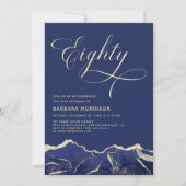 Invitation Marine Blue Gold Agate 80e Soixante-dix fête d'ann (Devant)