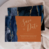 Invitation Marine Blue Gold Agate Burnt Orange Enregistrer la