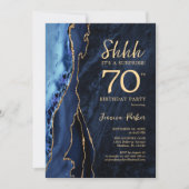 Invitation Marine Blue Gold Agate Surprise 70e anniversaire (Devant)